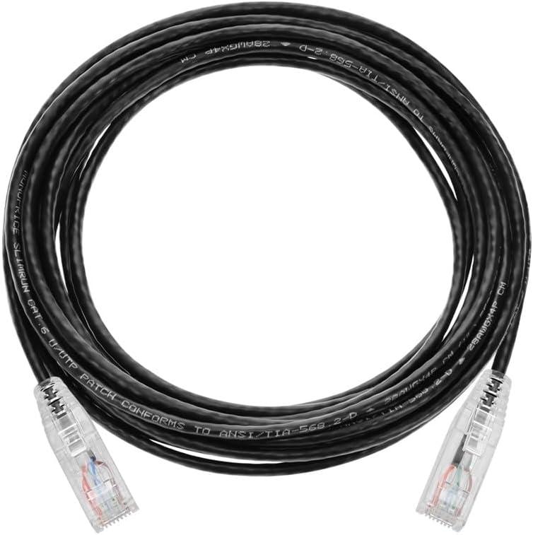 imageMonoprice Cat6 Ethernet Patch Cable Snagless Stranded 550MHz UTP CMR Rated 28AWG 30 Feet White SlimRun SeriesBlack