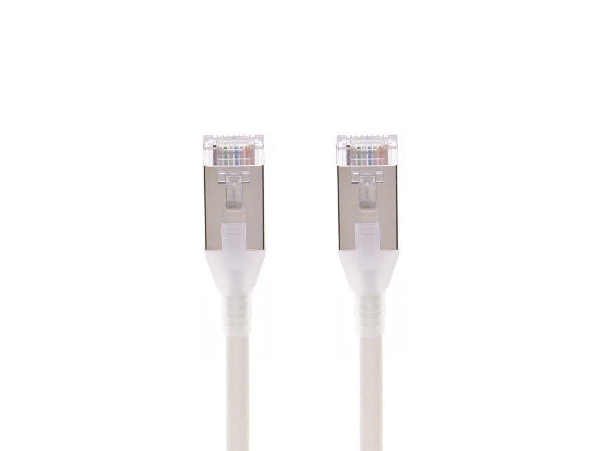 imageMonoprice Cat6A 15ft White Component Level Patch Cable Double Shielded SFTP 30AWG 10G CM Pure Bare Copper Snagless RJ45 SlimRun Series Ethernet CableWhite