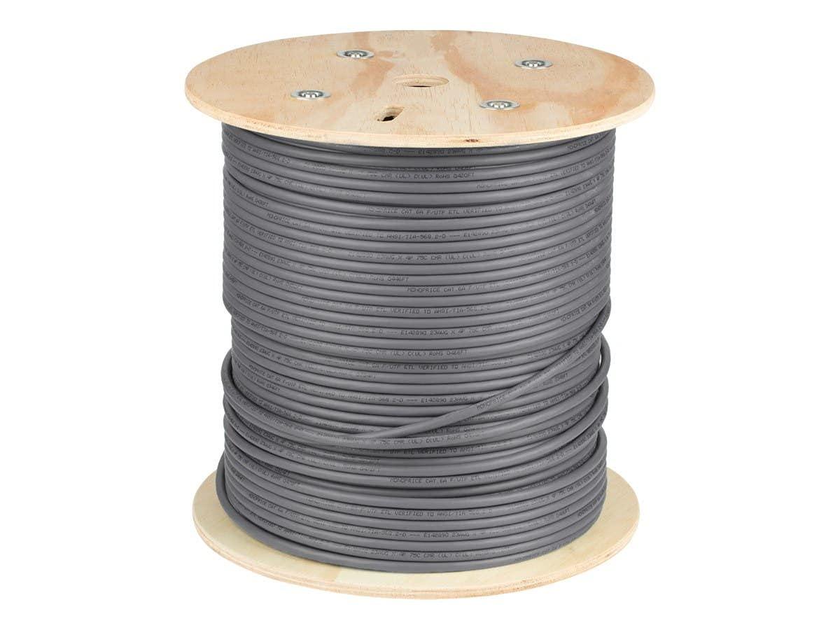 imageMonoprice Cat6A Ethernet Bulk Cable 500 Feet Yellow Solid 550Mhz FUTP CMR Riser Rated Pure Bare Copper Wire 10G 23AWG No Logo UL TAAGray