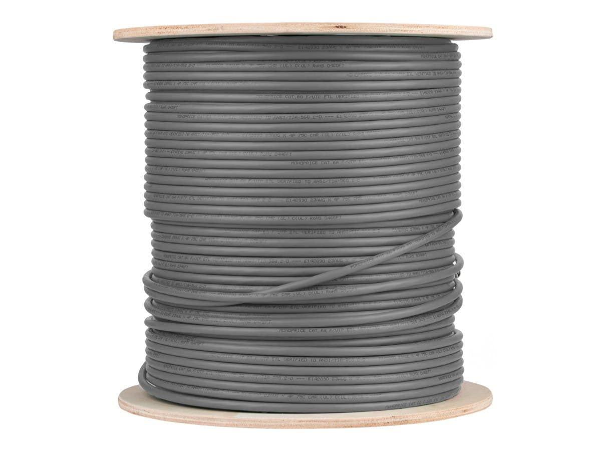 imageMonoprice Cat6A Ethernet Bulk Cable 500 Feet Yellow Solid 550Mhz FUTP CMR Riser Rated Pure Bare Copper Wire 10G 23AWG No Logo UL TAAGray