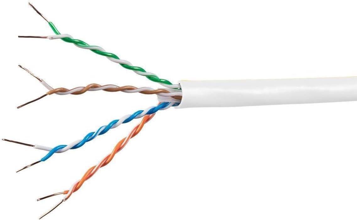 imageMonoprice Cat6A Ethernet Bulk Cable Network Internet Cord Solid 550Mhz FTP CMR Riser Rated Pure Bare Copper Wire 10G 23AWG No Logo 1000ft WhiteGray