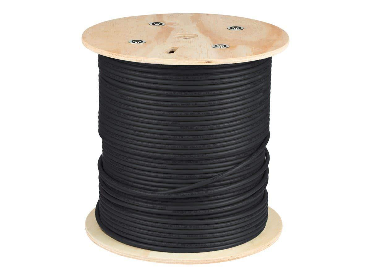 imageMonoprice Cat6A Ethernet Bulk Cable Solid 550Mhz FUTP CMR Riser Rated Pure Bare Copper Wire 10G 23AWG No Logo UL TAA 500 Feet BlackBlack