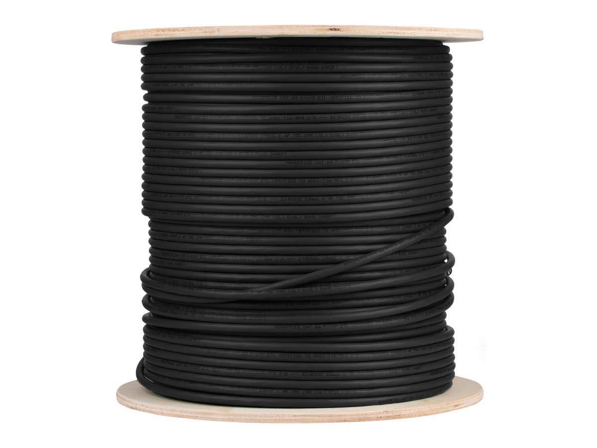 imageMonoprice Cat6A Ethernet Bulk Cable Solid 550Mhz FUTP CMR Riser Rated Pure Bare Copper Wire 10G 23AWG No Logo UL TAA 500 Feet BlackBlack