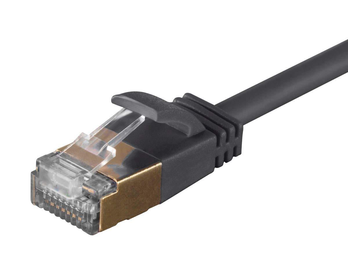 imageMonoprice Cat6A Ethernet Patch Cable Snagless RJ45 Stranded Double Shielded SFTP Pure Bare Copper Wire 36AWG 5 Feet Blue SlimRun SeriesBlack