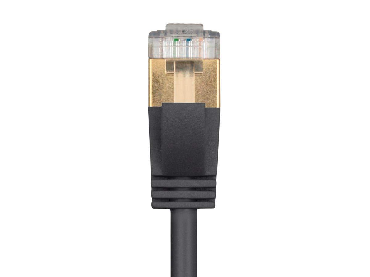 imageMonoprice Cat6A Ethernet Patch Cable Snagless RJ45 Stranded Double Shielded SFTP Pure Bare Copper Wire 36AWG 5 Feet Blue SlimRun SeriesBlack