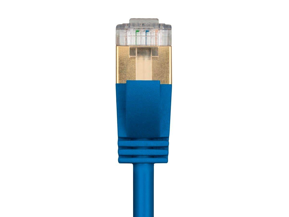 imageMonoprice Cat6A Ethernet Patch Cable Snagless RJ45 Stranded Double Shielded SFTP Pure Bare Copper Wire 36AWG 5 Feet Blue SlimRun SeriesBlue