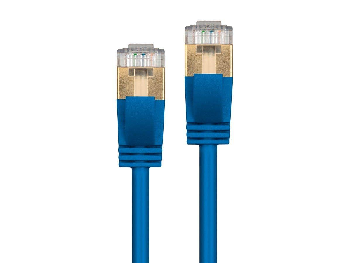 imageMonoprice Cat6A Ethernet Patch Cable Snagless RJ45 Stranded Double Shielded SFTP Pure Bare Copper Wire 36AWG 5 Feet Blue SlimRun SeriesBlue