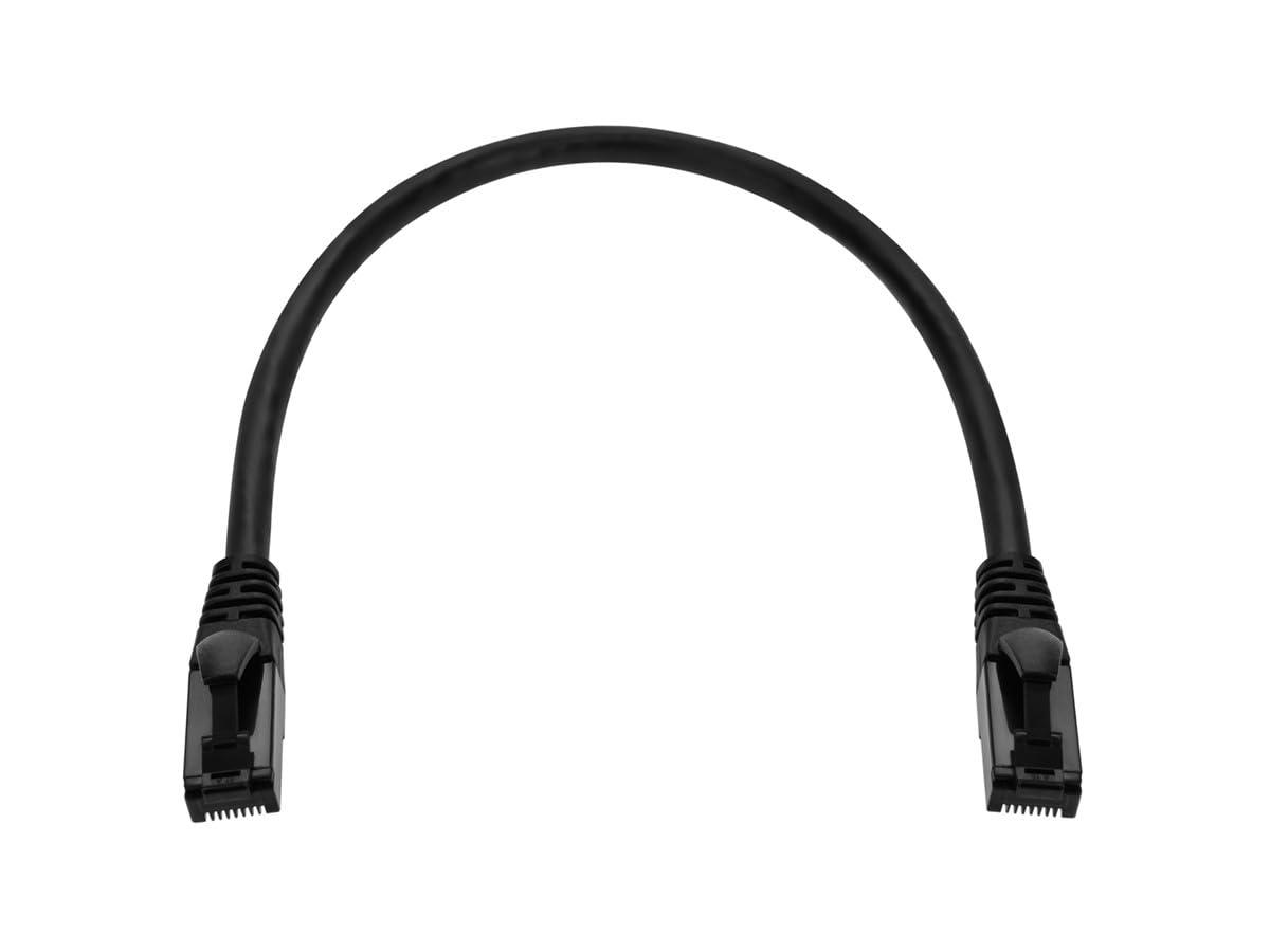 imageMonoprice Cat6A Flexible TPE Patch Cable 1 Feet Black UTP 24AWG 500MHz Pure Bare Copper Snagless RJ45 Ethernet Cable Flex Series1 Feet