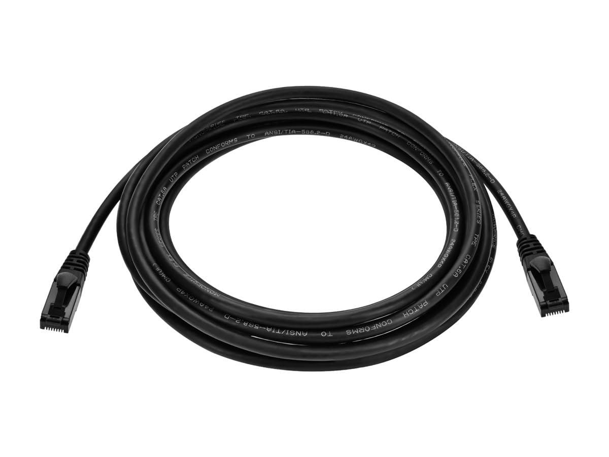 imageMonoprice Cat6A Flexible TPE Patch Cable 1 Feet Black UTP 24AWG 500MHz Pure Bare Copper Snagless RJ45 Ethernet Cable Flex Series15 Feet