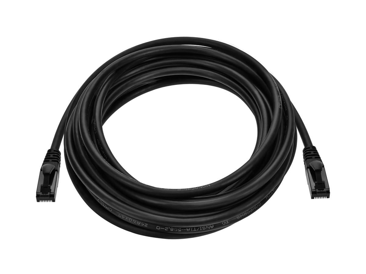 imageMonoprice Cat6A Flexible TPE Patch Cable 1 Feet Black UTP 24AWG 500MHz Pure Bare Copper Snagless RJ45 Ethernet Cable Flex Series25 Feet