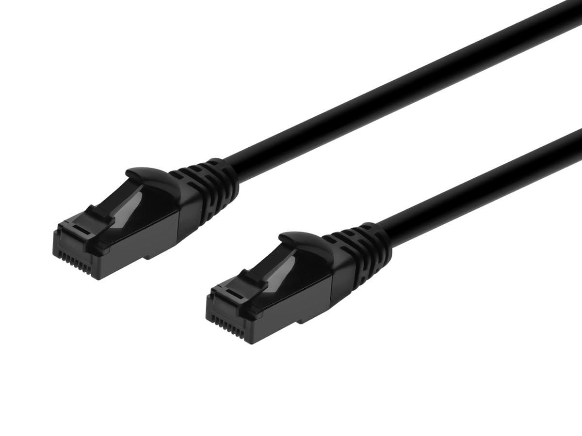 imageMonoprice Cat6A Flexible TPE Patch Cable 1 Feet Black UTP 24AWG 500MHz Pure Bare Copper Snagless RJ45 Ethernet Cable Flex Series25 Feet