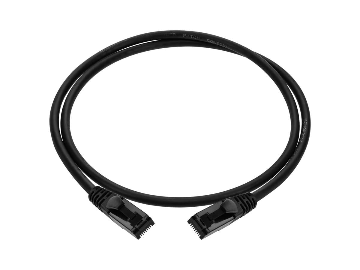 imageMonoprice Cat6A Flexible TPE Patch Cable 1 Feet Black UTP 24AWG 500MHz Pure Bare Copper Snagless RJ45 Ethernet Cable Flex Series3 Feet