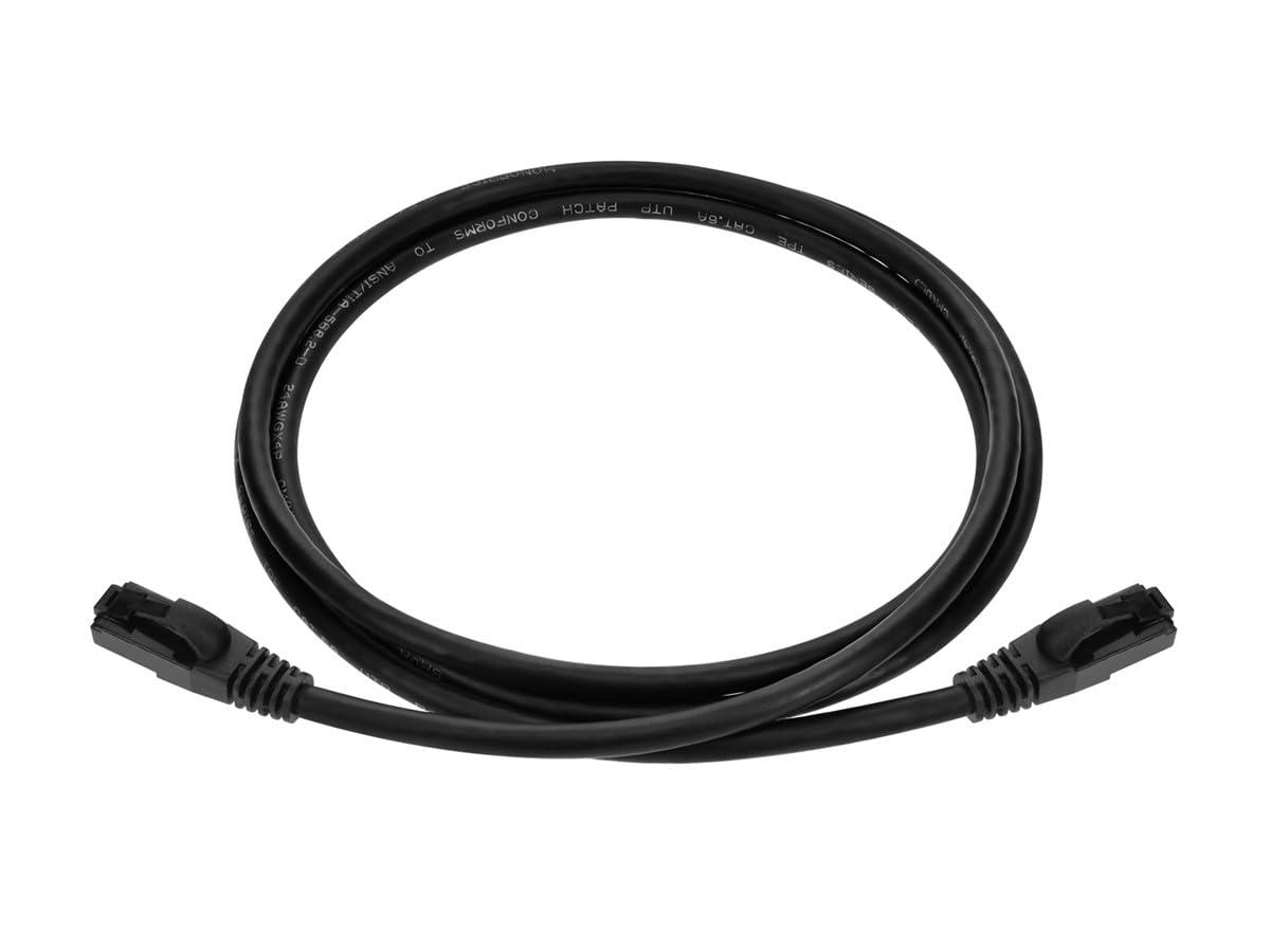 imageMonoprice Cat6A Flexible TPE Patch Cable 1 Feet Black UTP 24AWG 500MHz Pure Bare Copper Snagless RJ45 Ethernet Cable Flex Series5 Feet