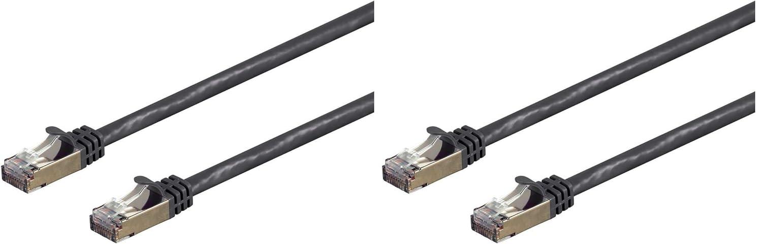 imageMonoprice Cat7 Ethernet Patch Cable Flexboot RJ45 Stranded 600Mhz SFTP CMX 26AWG 25 Feet Blue Entegrade SeriesBlack