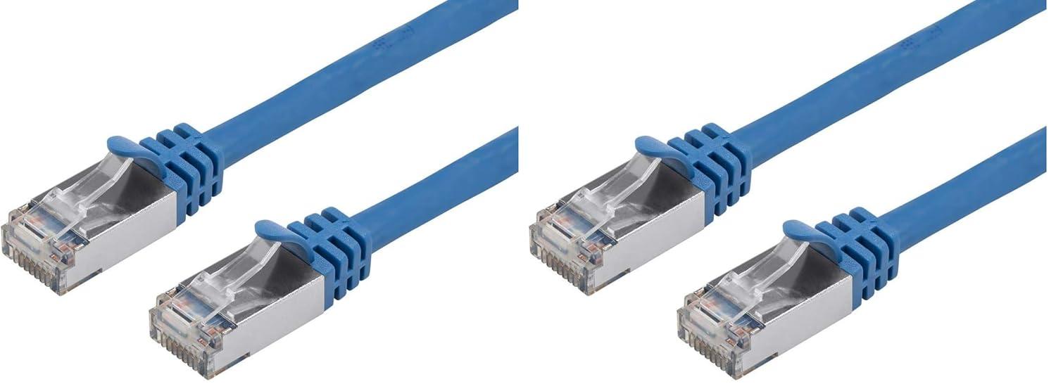 imageMonoprice Cat7 Ethernet Patch Cable Flexboot RJ45 Stranded 600Mhz SFTP CMX 26AWG 25 Feet Blue Entegrade SeriesBlue
