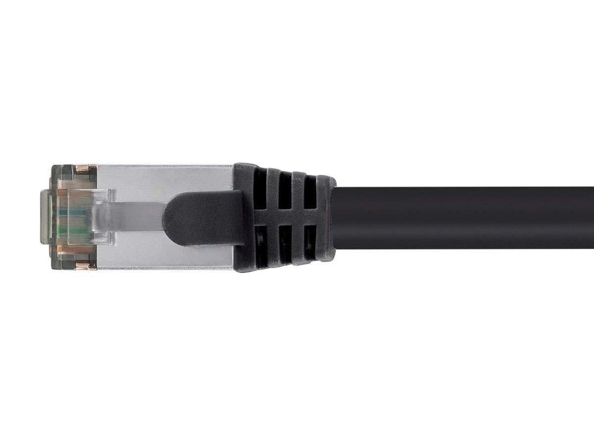 imageMonoprice Cat8 50ft Black Patch Cable Double Shielded SFTP 26AWG 2GHz 40G Pure Bare Copper Snagless RJ45 Entegrade Series Ethernet CableBlack