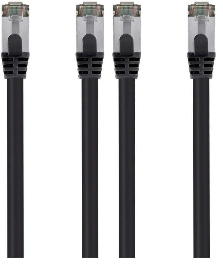 imageMonoprice Cat8 50ft Black Patch Cable Double Shielded SFTP 26AWG 2GHz 40G Pure Bare Copper Snagless RJ45 Entegrade Series Ethernet CableBlack