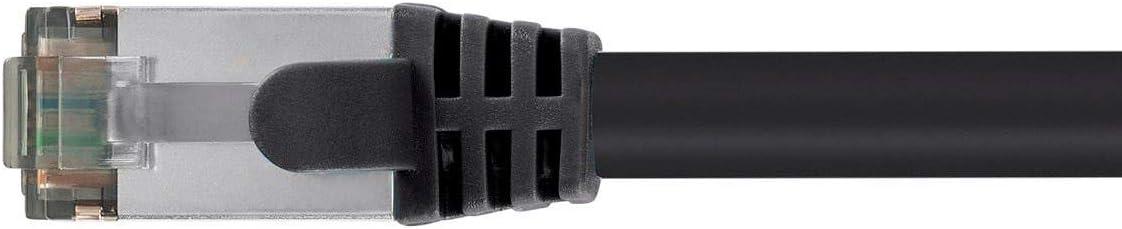 imageMonoprice Cat8 SFTP Ethernet Network Cable 2GHz 40Gbps PVC 26AWG 25 Feet Blue Entegrade Series Black