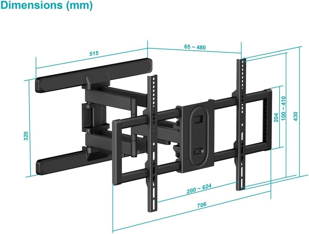 imageMonoprice Essential Full Motion TV Wall Mount Bracket Low Profile for 37quot to 80quot TVs up to 99lbs Max VESA 600x400