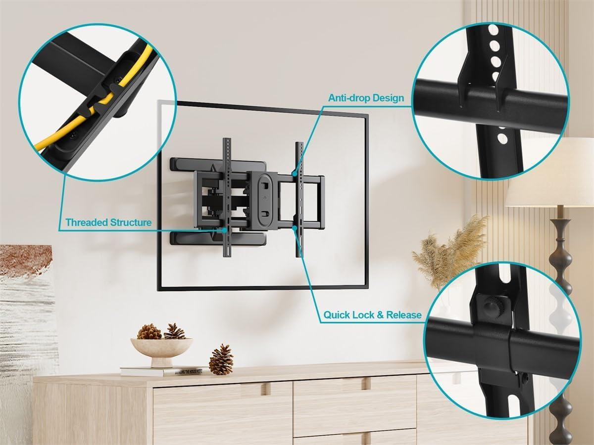 imageMonoprice Essential Full Motion TV Wall Mount Bracket Low Profile for 37quot to 80quot TVs up to 99lbs Max VESA 600x400