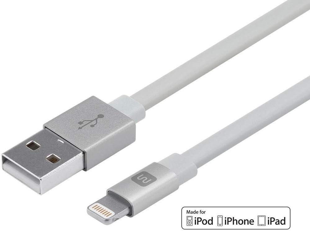 imageMonoprice Flat Apple MFi Certified Lightning to USB TypeA Charging Cable 4 Feet Black Premium SeriesWhite
