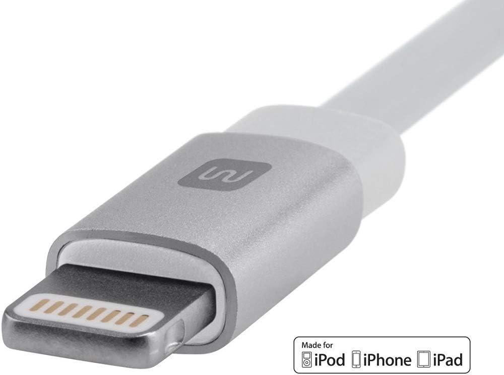 imageMonoprice Flat Apple MFi Certified Lightning to USB TypeA Charging Cable 4 Feet Black Premium SeriesWhite