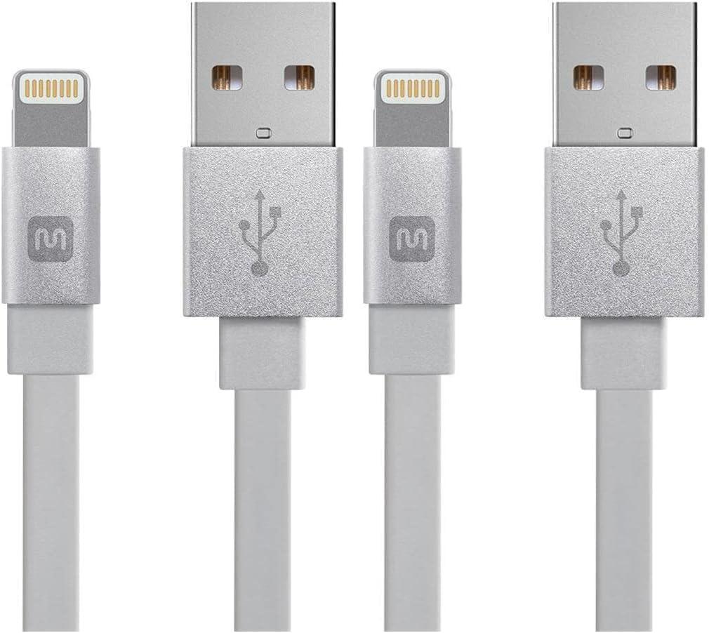 imageMonoprice Flat Apple MFi Certified Lightning to USB TypeA Charging Cable 4 Feet Black Premium SeriesWhite
