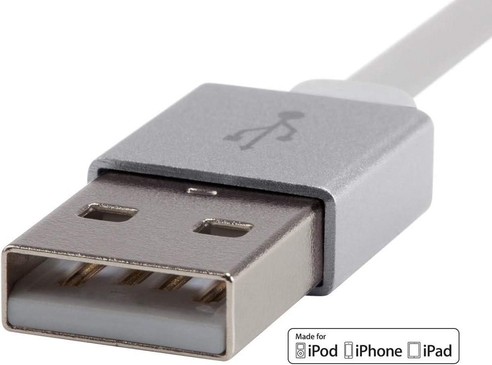 imageMonoprice Flat Apple MFi Certified Lightning to USB TypeA Charging Cable 4 Feet Black Premium SeriesWhite