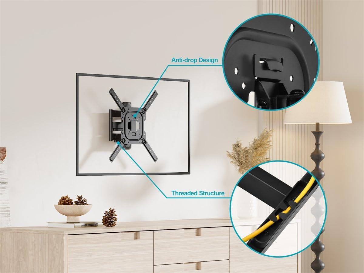 imageMonoprice Full Motion SingleStud TV Wall Mount Bracket For 23quot To 60quot TVs up to 77lbs Max VESA 400x400 Works with Concrete Brick and Wooden Studs