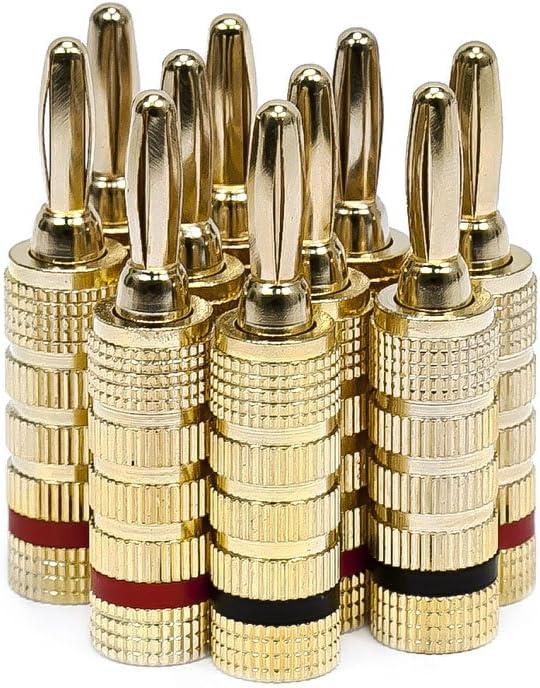 imageMonoprice Gold Plated Speaker Banana Plugs 5 Pairs Closed Screw Type For Speaker Wire Home Theater Wall Plates And More10 Pairs