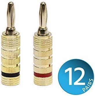 imageMonoprice Gold Plated Speaker Banana Plugs 5 Pairs Closed Screw Type For Speaker Wire Home Theater Wall Plates And More12 Pairs