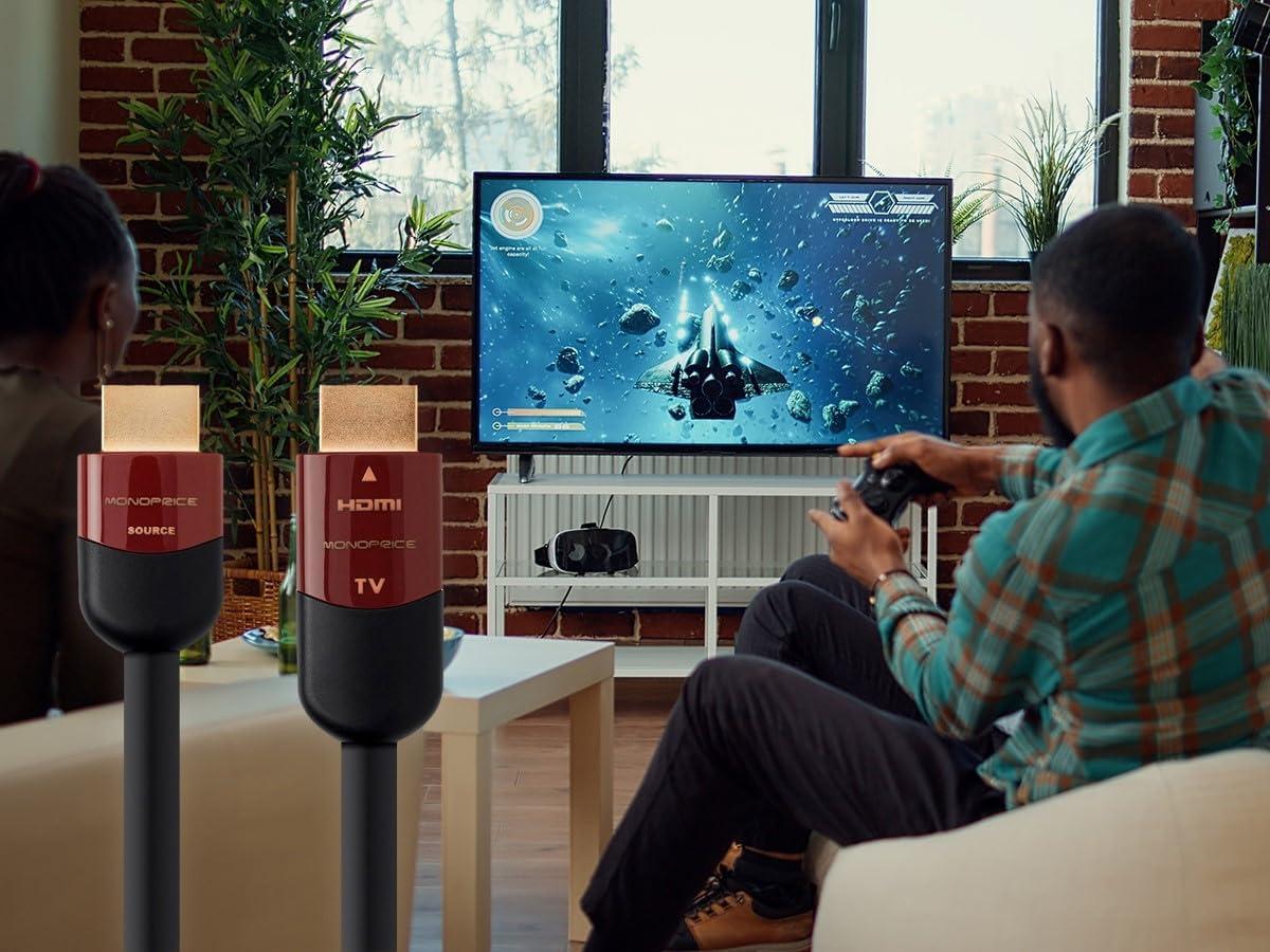 imageMonoprice HDMI High Speed Active Cable 4K60Hz HDR 18Gbps YUV 444 CL2 26AWG 45 Feet Black Cabernet Ultra Series25 Feet