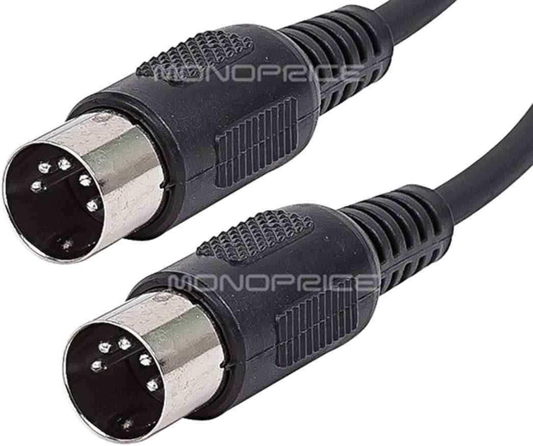 imageMonoprice MIDI Cable 5 Pin DIN Connectors Shielded Molded Connector Shells 28 AWG 10 Feet Black25 Feet