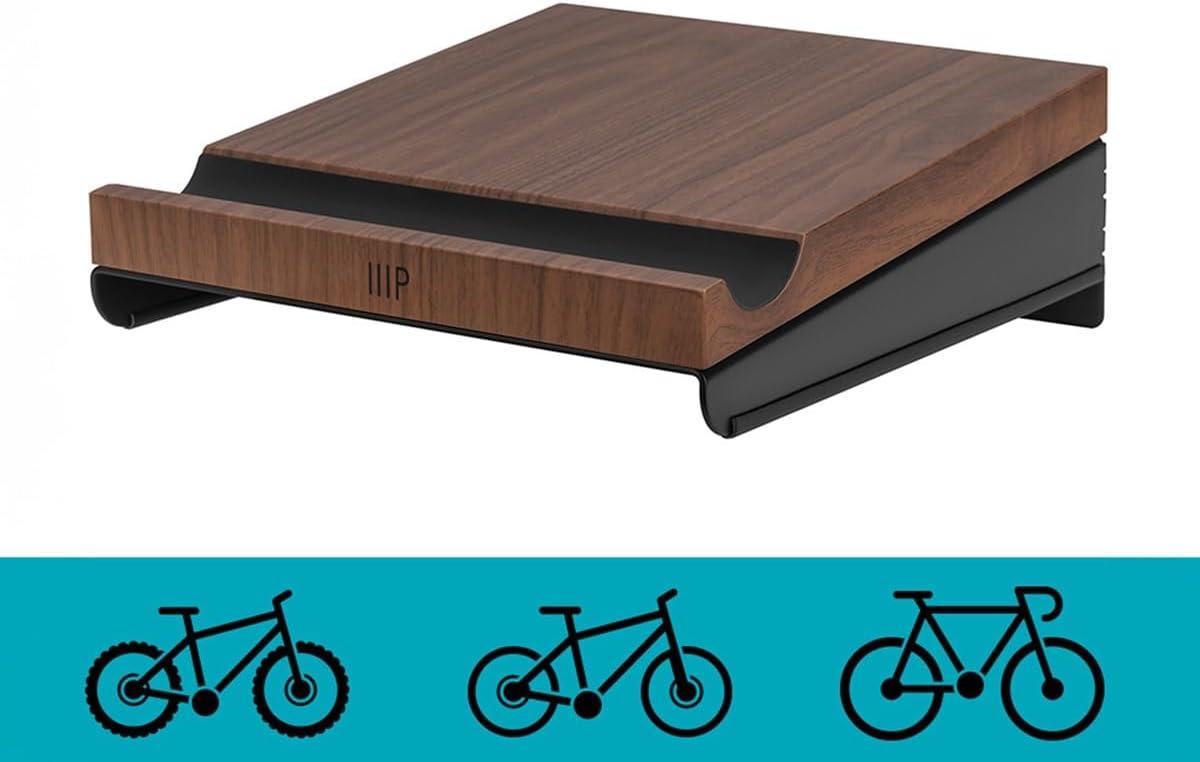 imageMonoprice OnWall Bike Storage Mount and Display Rack with Open Walnut Top Shelf Compact Sturdy Design Bike Storage Bicycle Hanger
