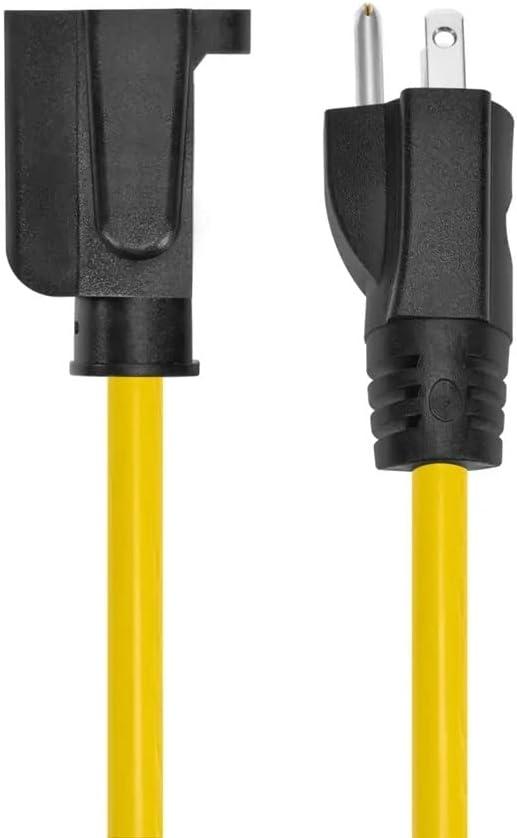 imageMonoprice Outdoor Extension Cord NEMA 515P to NEMA 515R 15A SJTW for Computers Monitors Scanners Printers 14AWG 50 Feet Yellow100 Feet