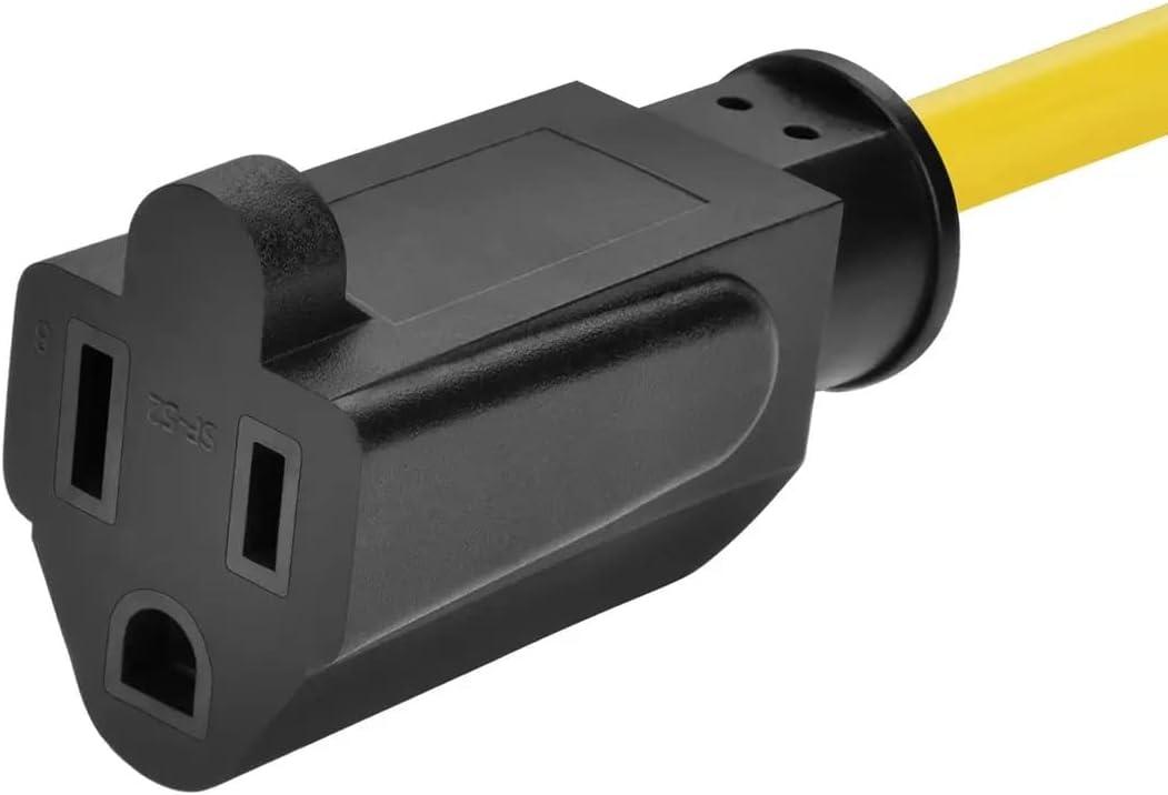 imageMonoprice Outdoor Extension Cord NEMA 515P to NEMA 515R 15A SJTW for Computers Monitors Scanners Printers 14AWG 50 Feet Yellow25 Feet