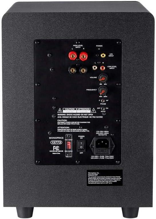 imageMonoprice Premium Select Subwoofer 8Inch Woofer 200 Watt 4 Ohm Nominal Impedance Auto OnOff BlackSubwoofer