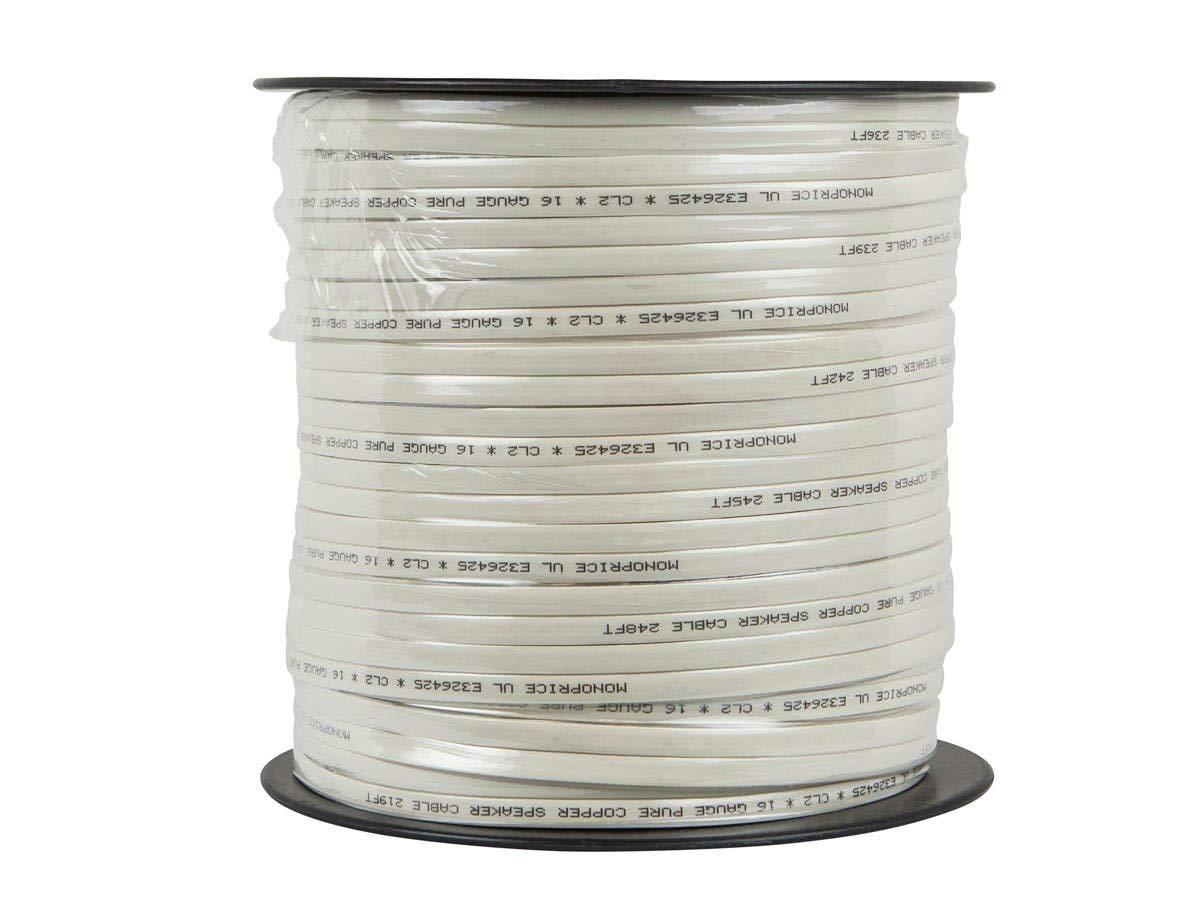 imageMonoprice Pure Copper Flat Speaker Wire CL2 in Wall Rated Jacketed in PVC Material 16AWG 100 Feet250 Feet