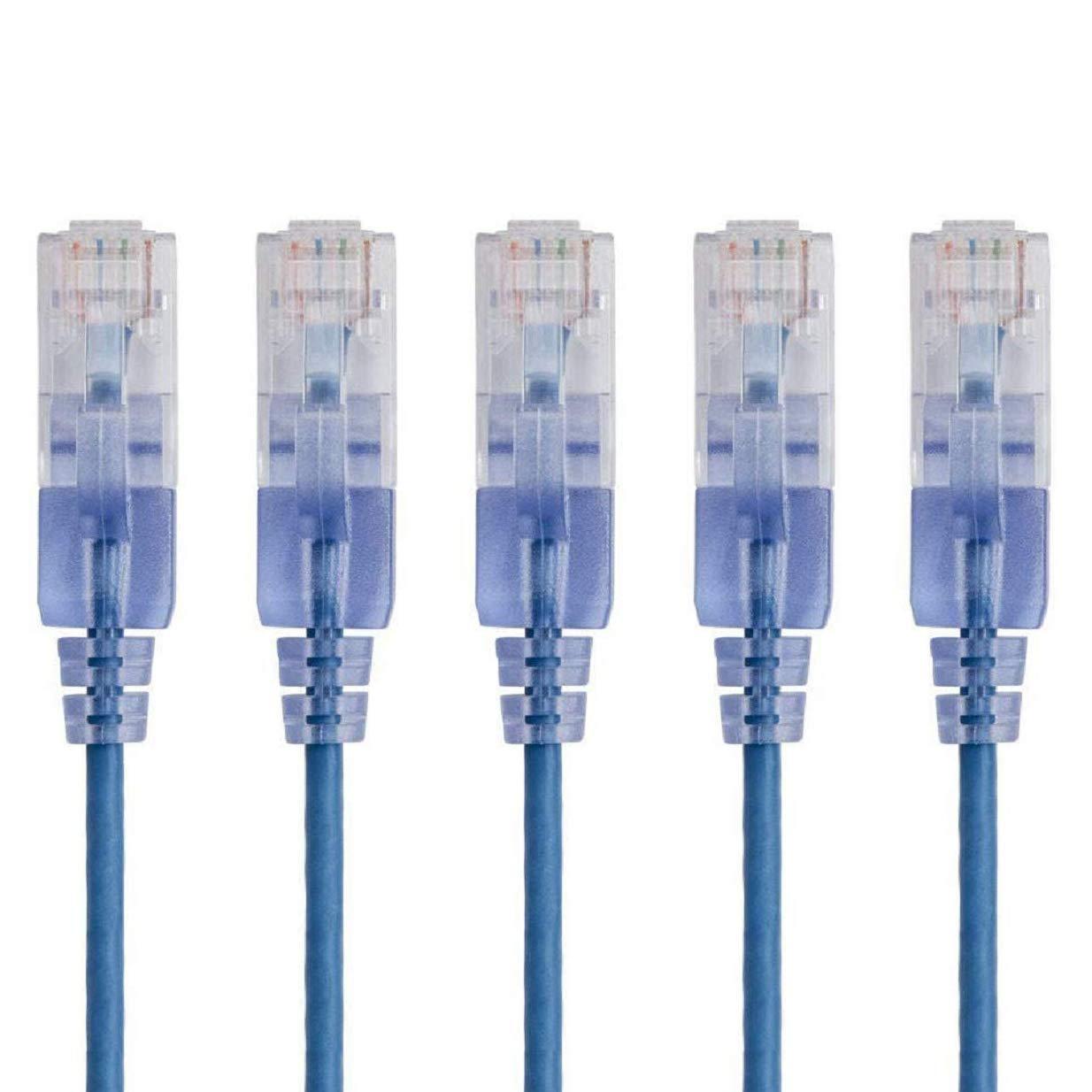 imageMonoprice SlimRun Cat6A Ethernet Patch Cable Snagless RJ45 Stranded 550Mhz UTP Pure Bare Copper Wire 10G 30AWG 7ft Black 1PackBlue