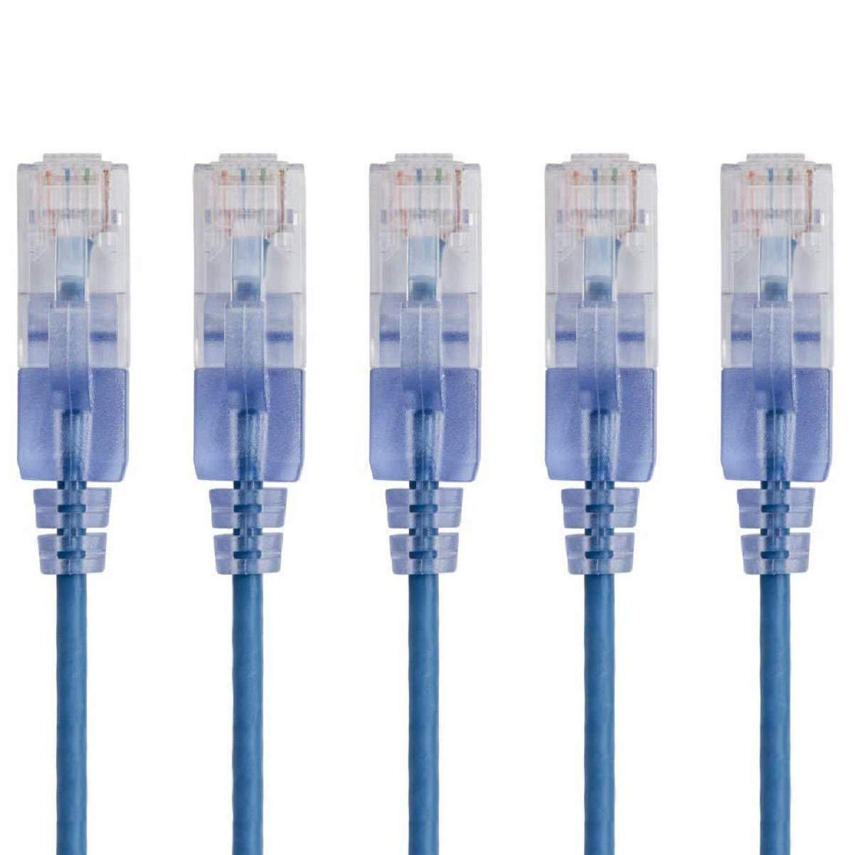 imageMonoprice SlimRun Cat6A Ethernet Patch Cable Snagless RJ45 Stranded 550Mhz UTP Pure Bare Copper Wire 10G 30AWG 7ft Black 1PackBlue