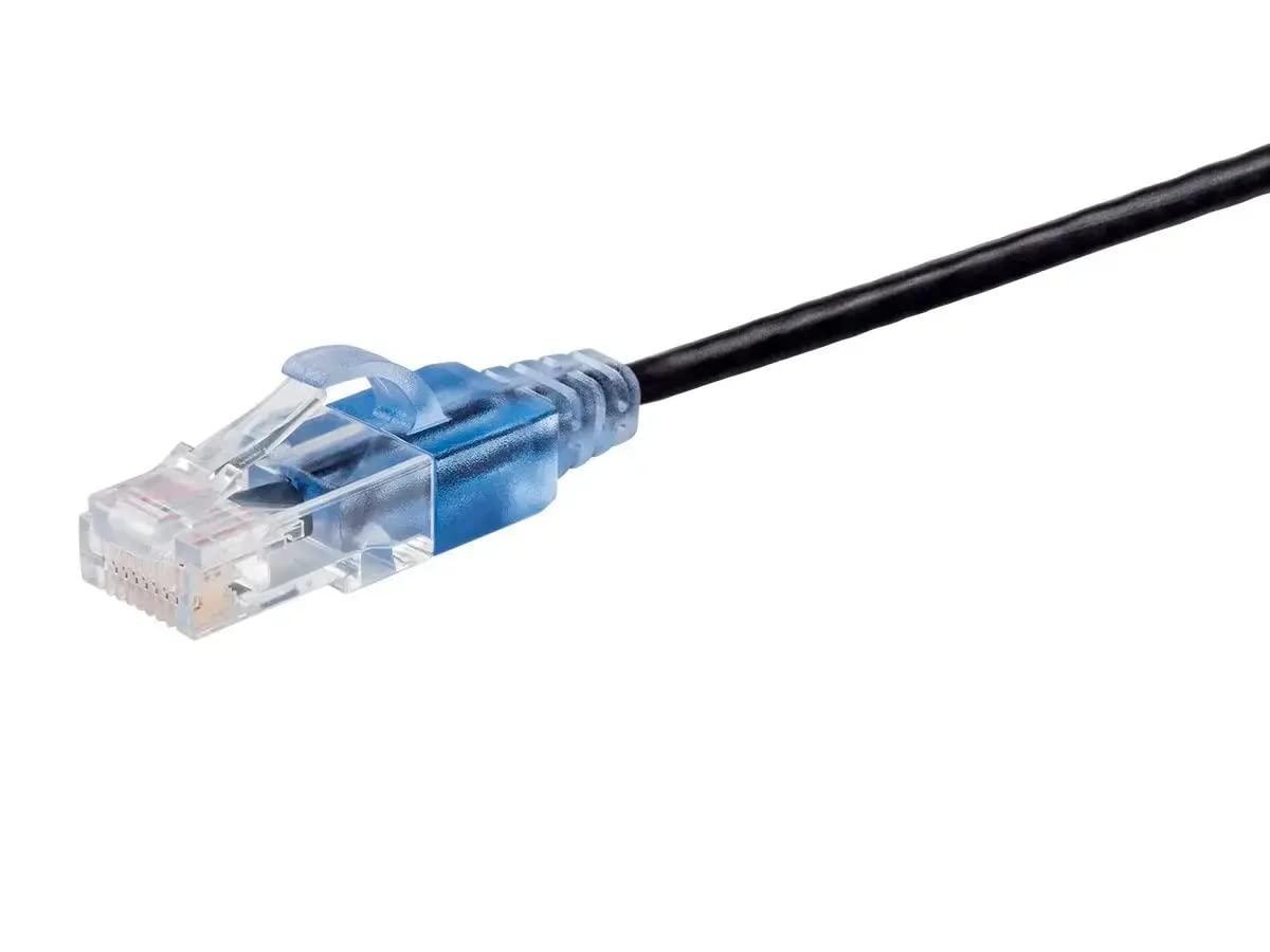 imageMonoprice SlimRun Cat6A Ethernet Patch Cable Snagless RJ45 Stranded 550Mhz UTP Pure Bare Copper Wire 10G 30AWG 7ft Black 1PackBlue