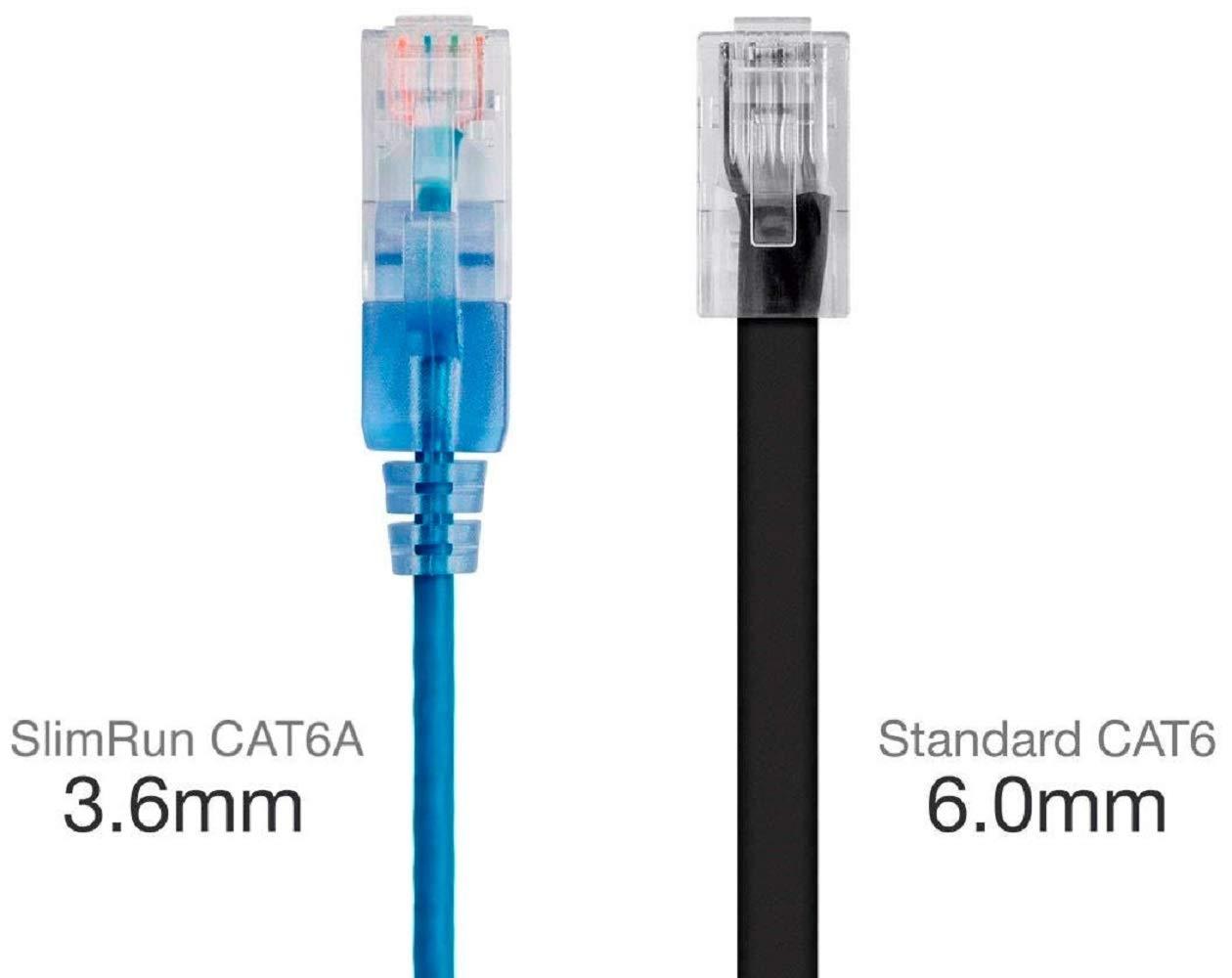 imageMonoprice SlimRun Cat6A Ethernet Patch Cable Snagless RJ45 Stranded 550Mhz UTP Pure Bare Copper Wire 10G 30AWG 7ft Black 1PackBlue