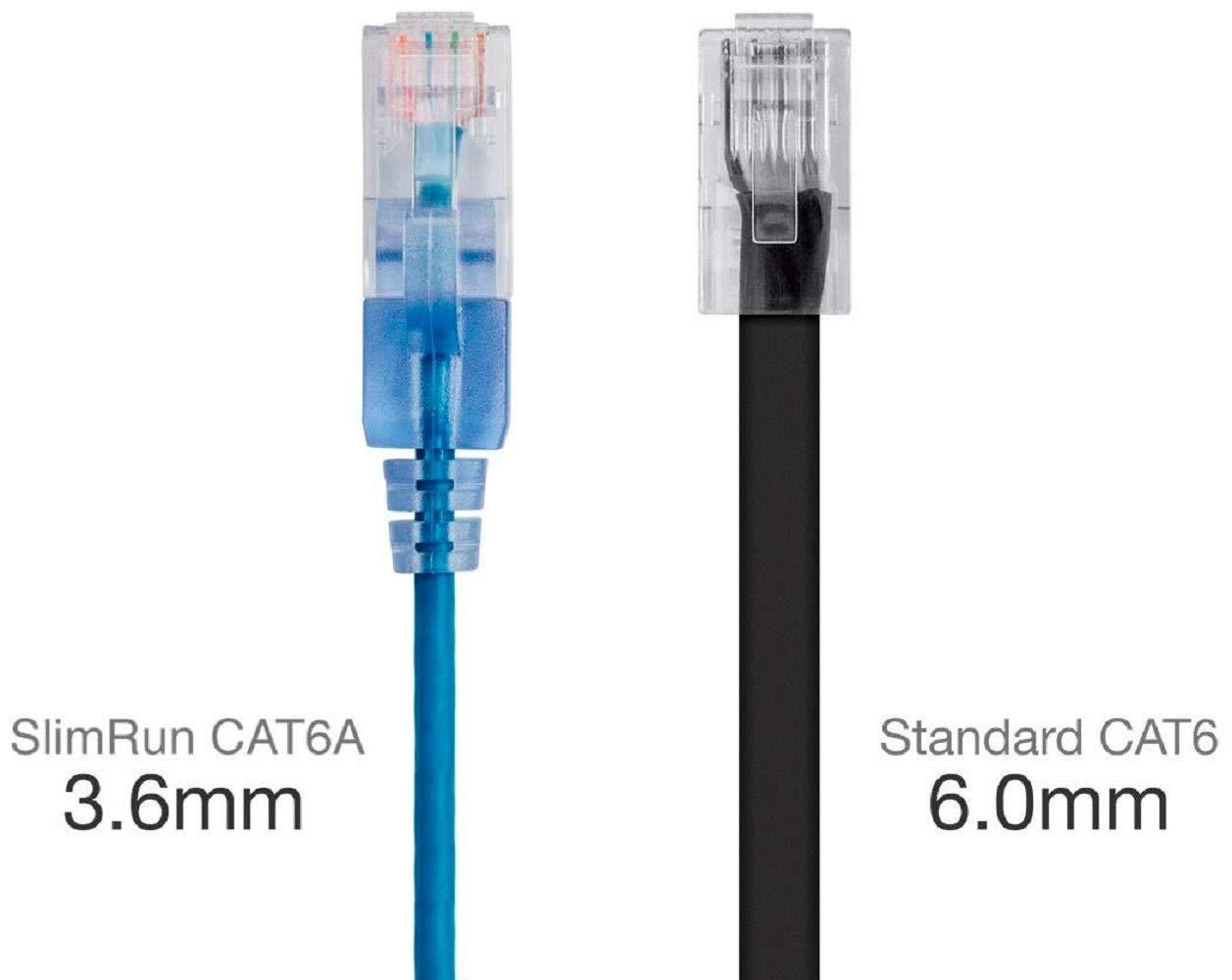 imageMonoprice SlimRun Cat6A Ethernet Patch Cable Snagless RJ45 Stranded 550Mhz UTP Pure Bare Copper Wire 10G 30AWG 7ft Black 1PackBlue
