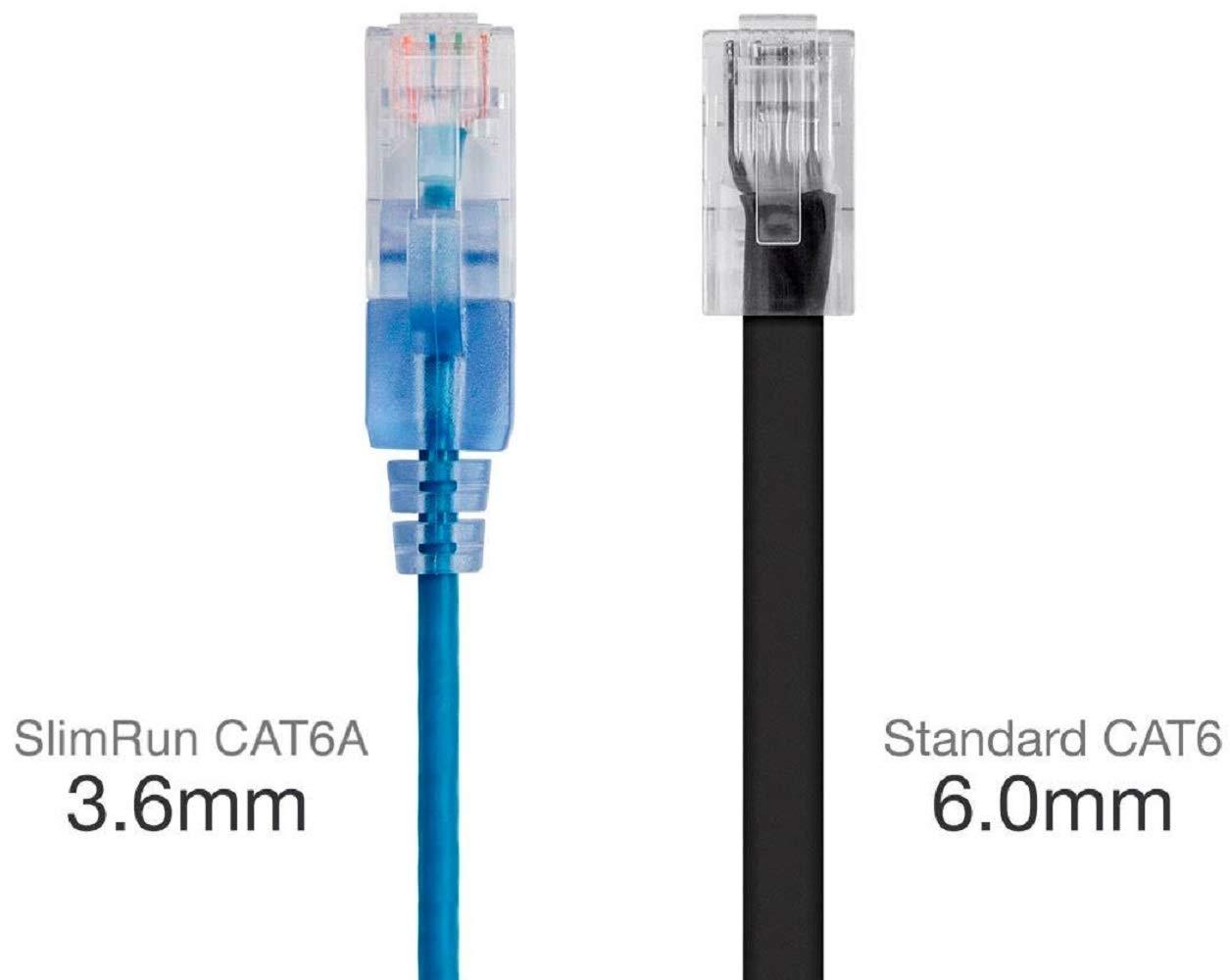 imageMonoprice SlimRun Cat6A Ethernet Patch Cable Snagless RJ45 Stranded 550Mhz UTP Pure Bare Copper Wire 10G 30AWG 7ft Black 1PackBlue