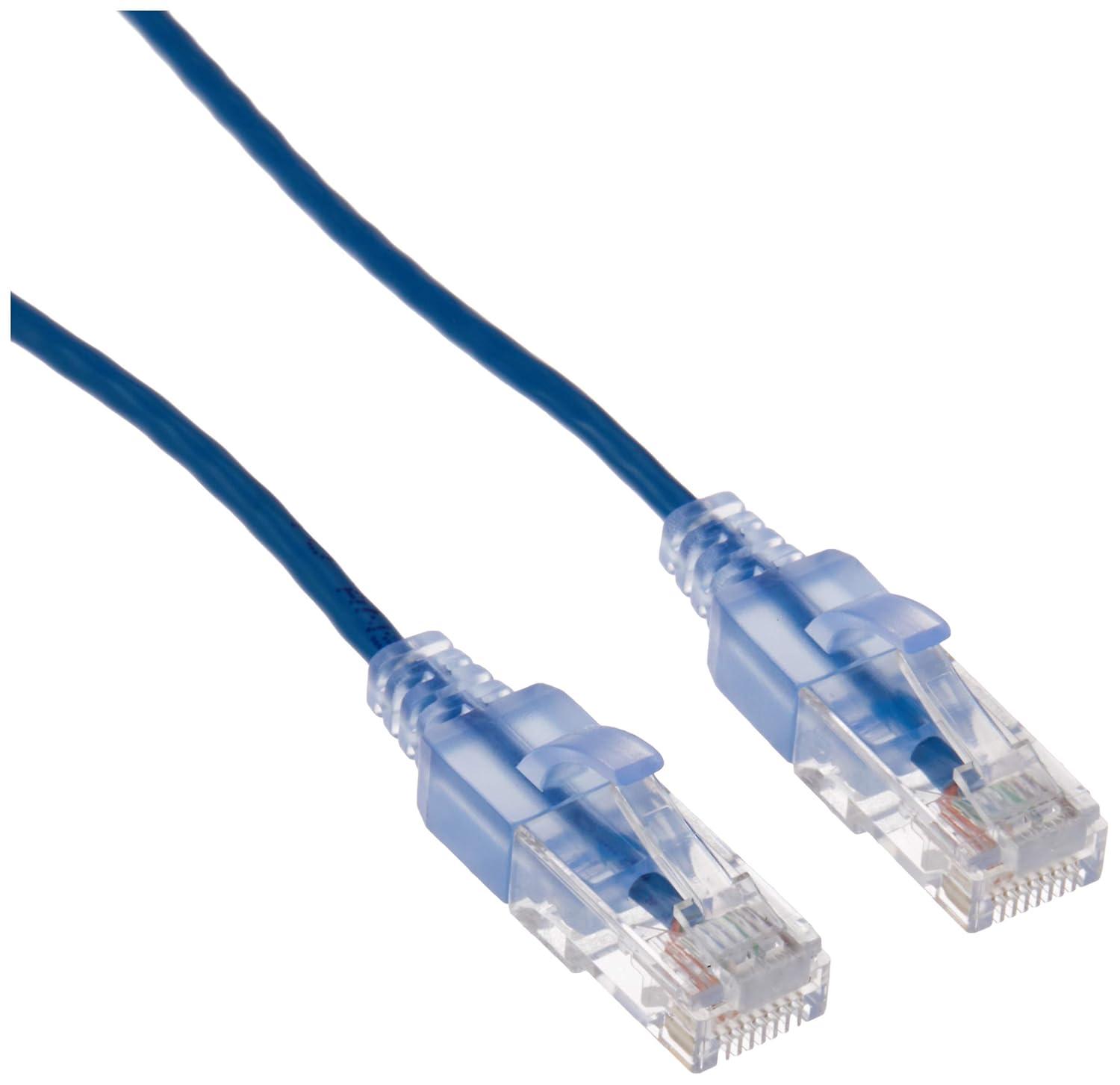 imageMonoprice SlimRun Cat6A Ethernet Patch Cable Snagless RJ45 Stranded 550Mhz UTP Pure Bare Copper Wire 10G 30AWG 7ft Black 1PackBlue