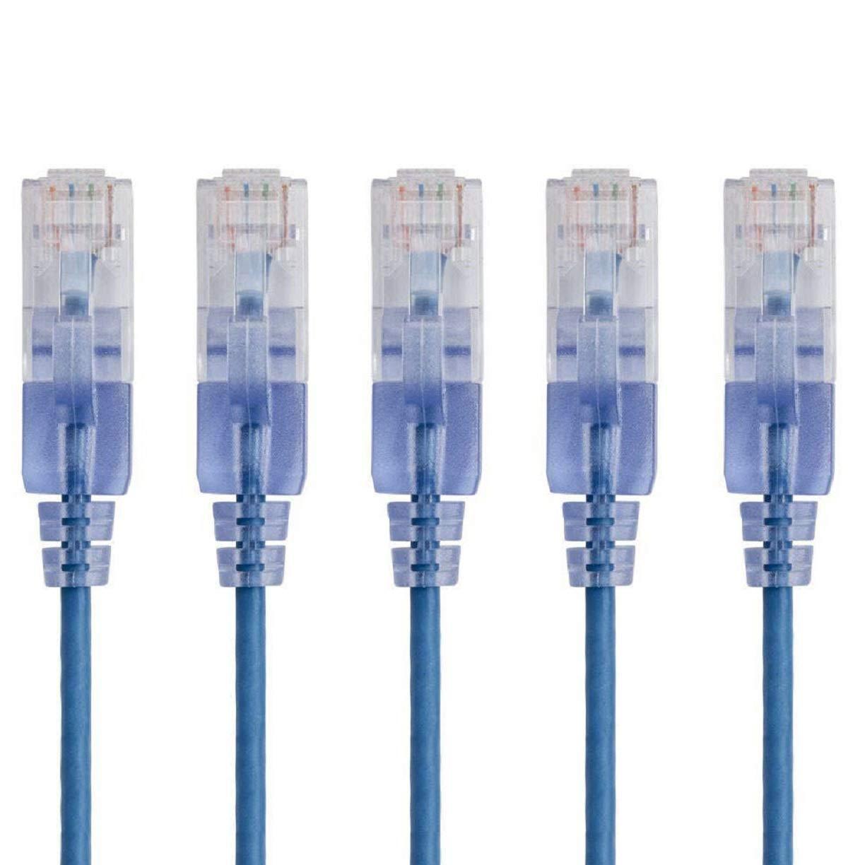 imageMonoprice SlimRun Cat6A Ethernet Patch Cable Snagless RJ45 Stranded 550Mhz UTP Pure Bare Copper Wire 10G 30AWG 7ft Black 1PackBlue