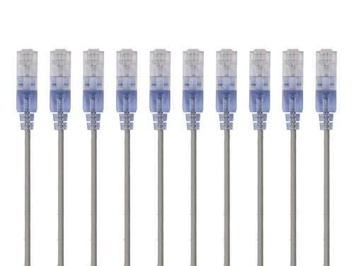 imageMonoprice SlimRun Cat6A Ethernet Patch Cable Snagless RJ45 Stranded 550Mhz UTP Pure Bare Copper Wire 10G 30AWG 7ft Black 1PackGray