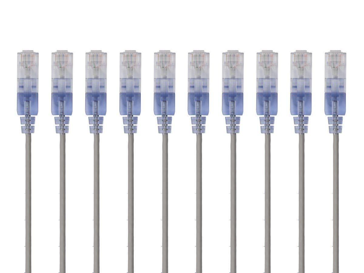 imageMonoprice SlimRun Cat6A Ethernet Patch Cable Snagless RJ45 Stranded 550Mhz UTP Pure Bare Copper Wire 10G 30AWG 7ft Black 1PackGray