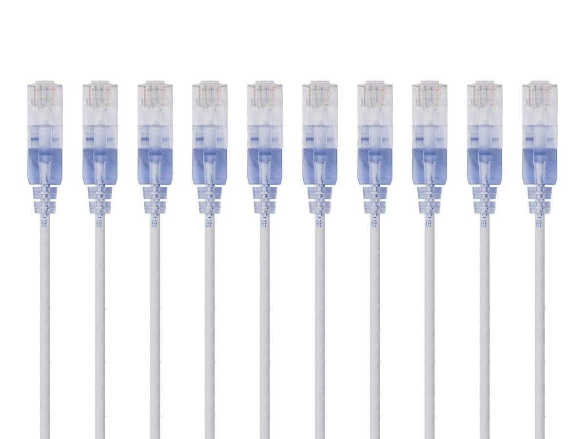 imageMonoprice SlimRun Cat6A Ethernet Patch Cable Snagless RJ45 Stranded 550Mhz UTP Pure Bare Copper Wire 10G 30AWG 7ft Black 1PackOrange