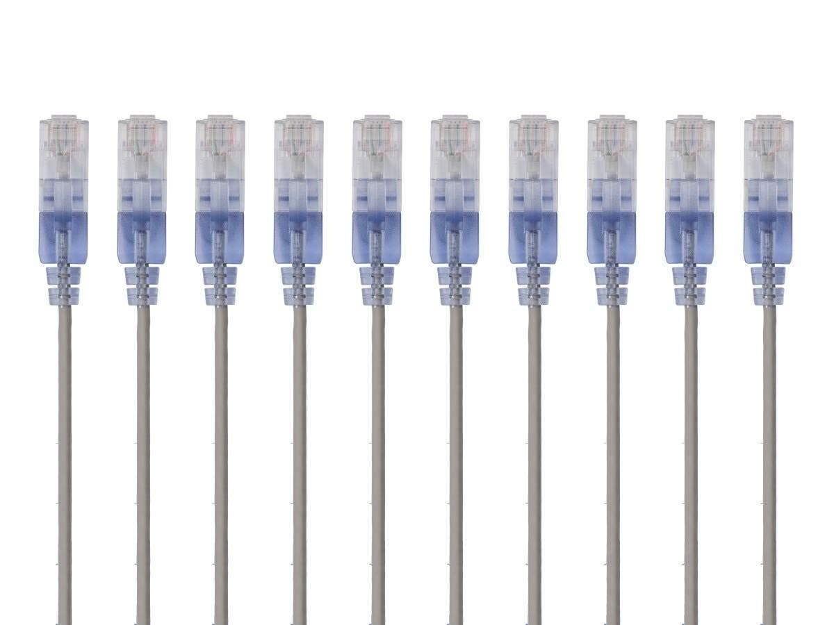 imageMonoprice SlimRun Cat6A Ethernet Patch Cable Snagless RJ45 Stranded 550Mhz UTP Pure Bare Copper Wire 10G 30AWG 7ft Black 1PackOrange